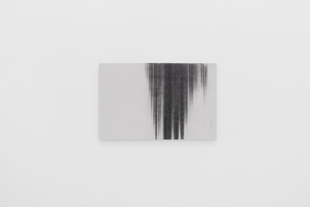 Mario García Torres, A Drizzle Reminder, n.d., photocopy toner on canvas, 70 x 108 cm